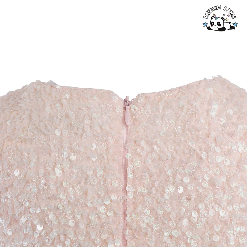 LEZONKIDS - Vestido de Tutu Sem Manga de Verão Personalizável para Meninas, Vestido de Lantejoulas Doce para Festa de Aniversário de Casamento de Princesa